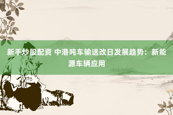 新手炒股配资 中港吨车输送改日发展趋势：新能源车辆应用