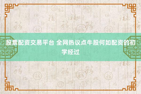 股票配资交易平台 全网热议点牛股何如配资的初学经过