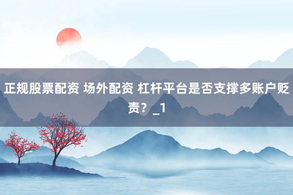 正规股票配资 场外配资 杠杆平台是否支撑多账户贬责？_1